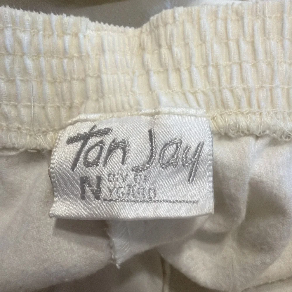 Vintage Tan Jay Corduroy Pants Elastic Waist W/beltloops Cream W26/L29 12 USA